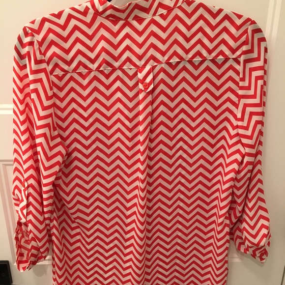 LAST CALL! Jemma White and Pink Chevron Blouse - Picture 2 of 7